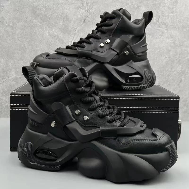 2025 New Autumn Trend Men Boots Comfortable Height Increasing LaceUp Casual Shoes Black High Top Fashion Boots Chaussure Homme