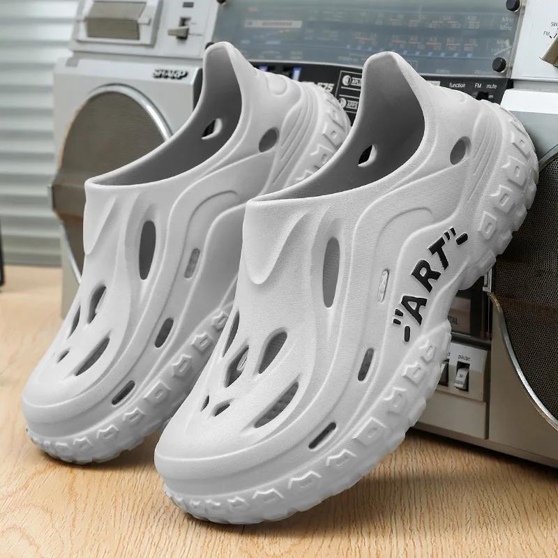 Мужские летние сандалии EVA легкая перфорированная обувь дышащая мужская не пахнущая обувь с толстой подошвой и носками пляжная обувь