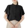 Blouse for Short Sleeve Body Casual [Quiet Wave] Women, Shirt, Chiffon, Ruffled, Layered, Cute, Lightweight, Cool, Office, Covering, Top, Commuting,