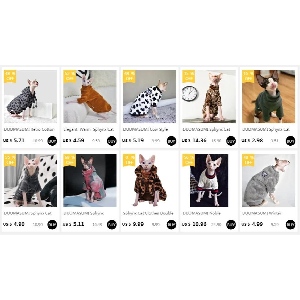 DUOMASUMI Sphynx Cat Clothing, Thin, Hairless, Breathable, Anti-drop Clothes for Cats, Summer