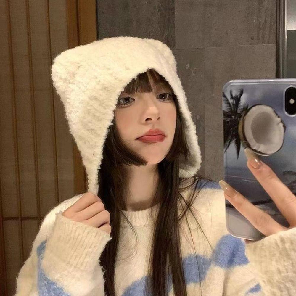 Couple Autumn Winter Bear Ear Cold Cap Knitted Hat Wool Hat Knitted