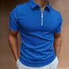 Summer Men's Solid Color Polo Shirt Short Sleeve Turn-Down Collar Zipper Tshirts &for Men Casual Streetwear New Male Tops