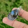 Daughters Day Deal 925 Sterling Silver Labradorite Stone Bezel Pendant Jewelry