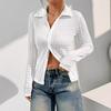 Women's Elegant Solid Colour Textured Long Sleeve Fashion Shirt