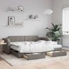VidaXL Daybed with Trundle and Drawers Taupe 90x200 Cm Fabric 3197673