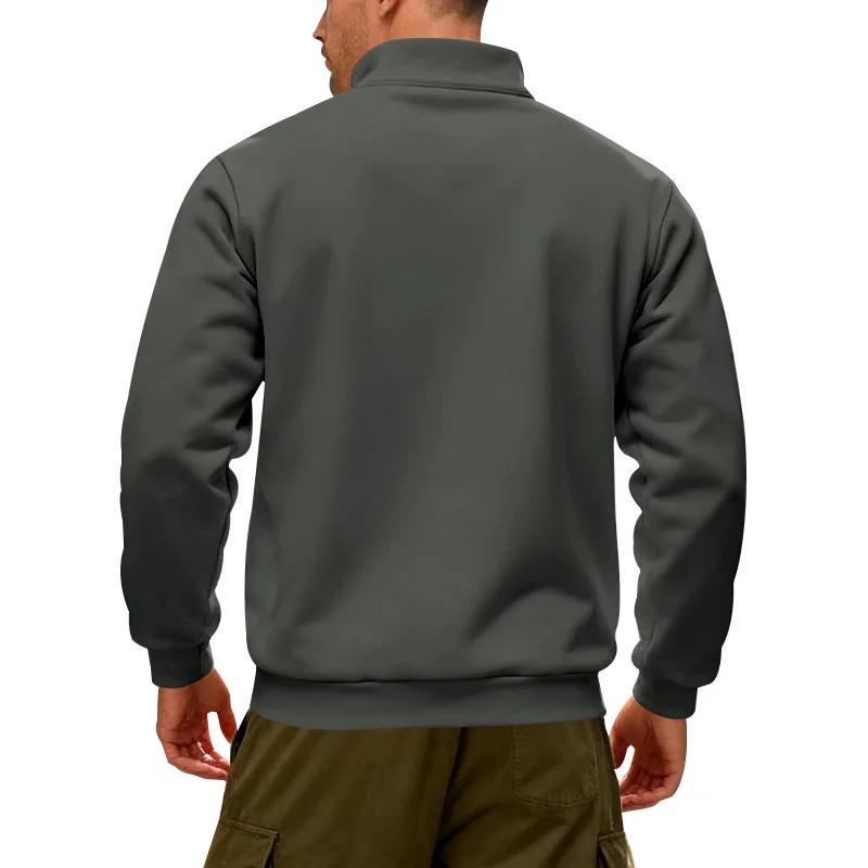 Зимний флис Тяжелые толстовки Свободные Уличные Мужские Теплые Пуловер с полумолнией и воротником-стойкой Спортивное худи для мужчин