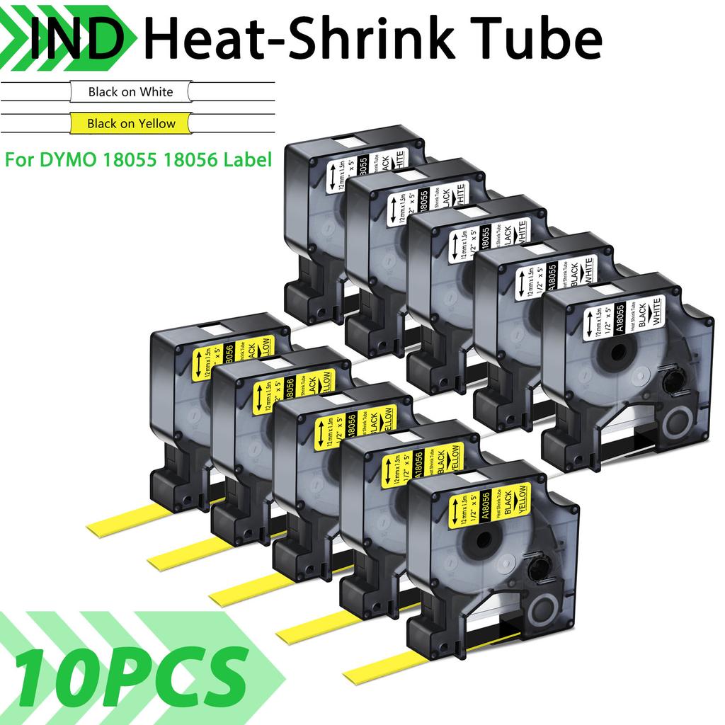 3-10 шт. Термоусадочные трубки IND, совместимые для DYMO A18055 A18056 6-24 мм, Промышленная лента для этикеток для Dymo Rhino 1000 4200 6000 Maker