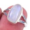 Natural Rainbow Moonstone Gemstone Handmade 925 Solid Silver Ring Size 6 m0H08