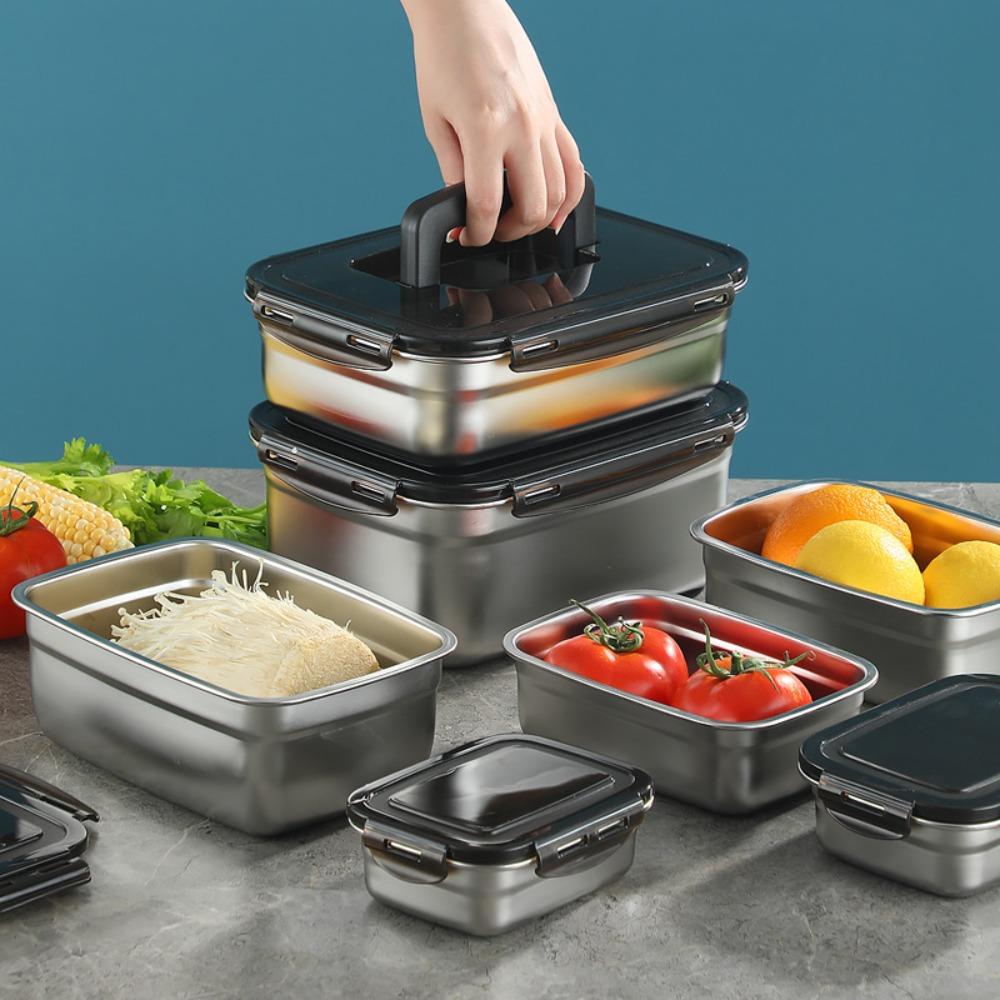Контейнер для консервации из нержавеющей стали с герметичной крышкой, большой емкости, для сохранения свежести, контейнер для солений, пикник