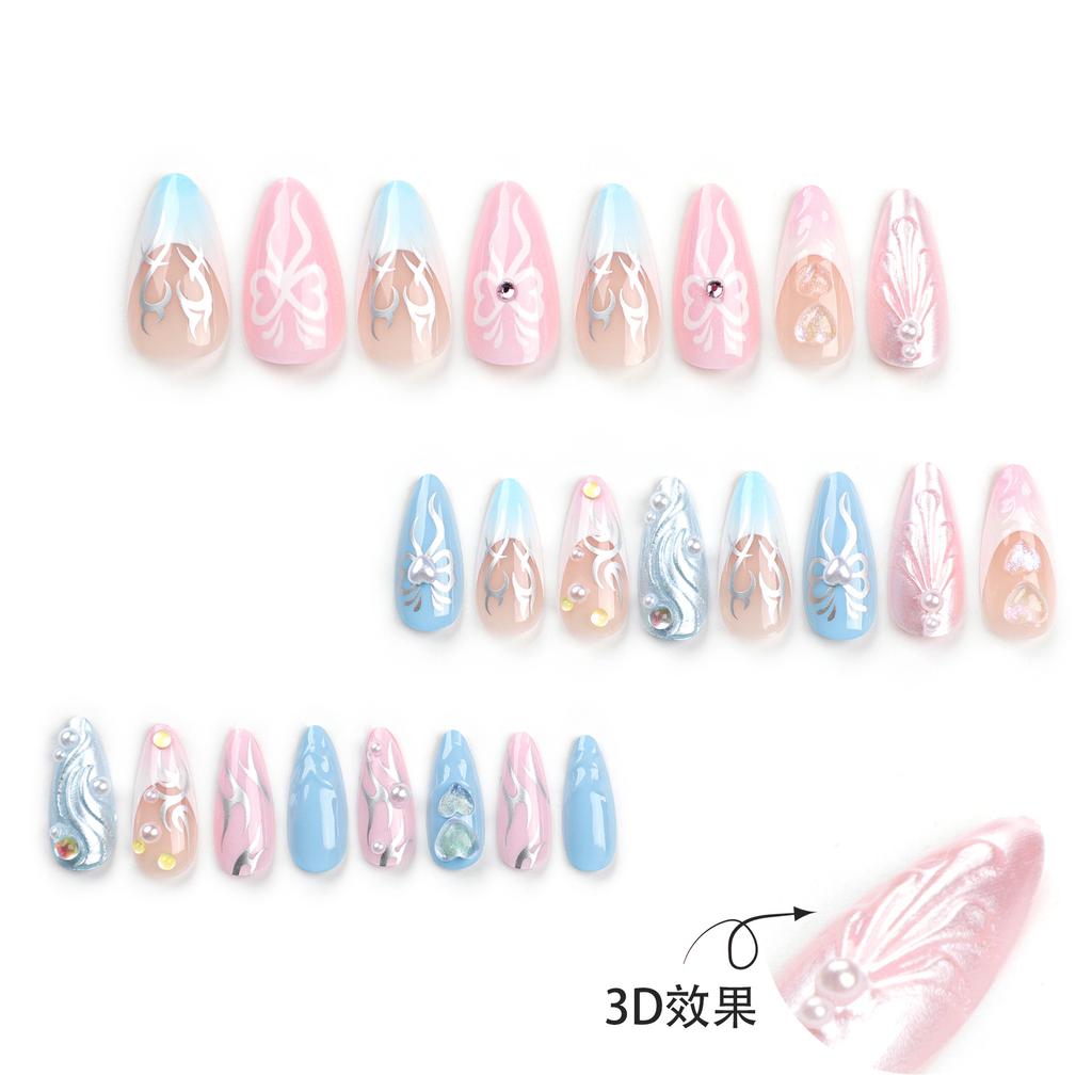 24 шт. Новые 3D маникюрные ногти Love Bow Wearing Nail розовые съемные носимые накладные ногти