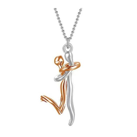 Парная подвеска-ожерелье "Объятия" 3D Подвеска "Обнимающаяся пара" Романтическое ожерелье о любви Подарок на День святого Валентина Годовщину для него для нее