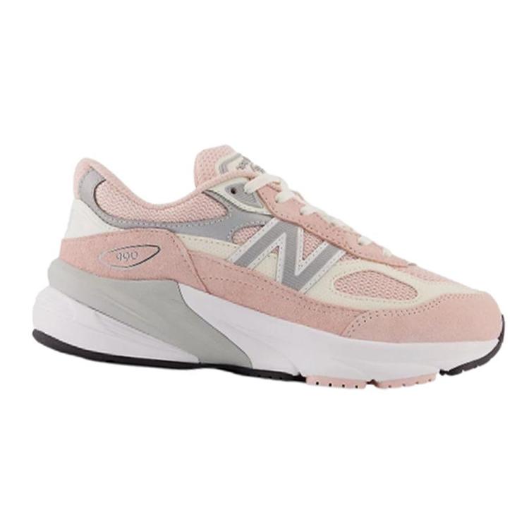 New Balance NB 990 V6 Удобные Износостойкие Низкие Детские Беговые Кроссовки Розово-белые Подростковые GC990PK6