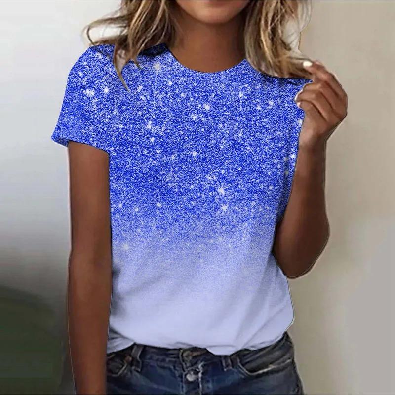 Женская уличная модная футболка Dreamy Star с 3D-печатью, короткий рукав, универсальная, для повседневной носки, свободная, с круглым вырезом, женская одежда