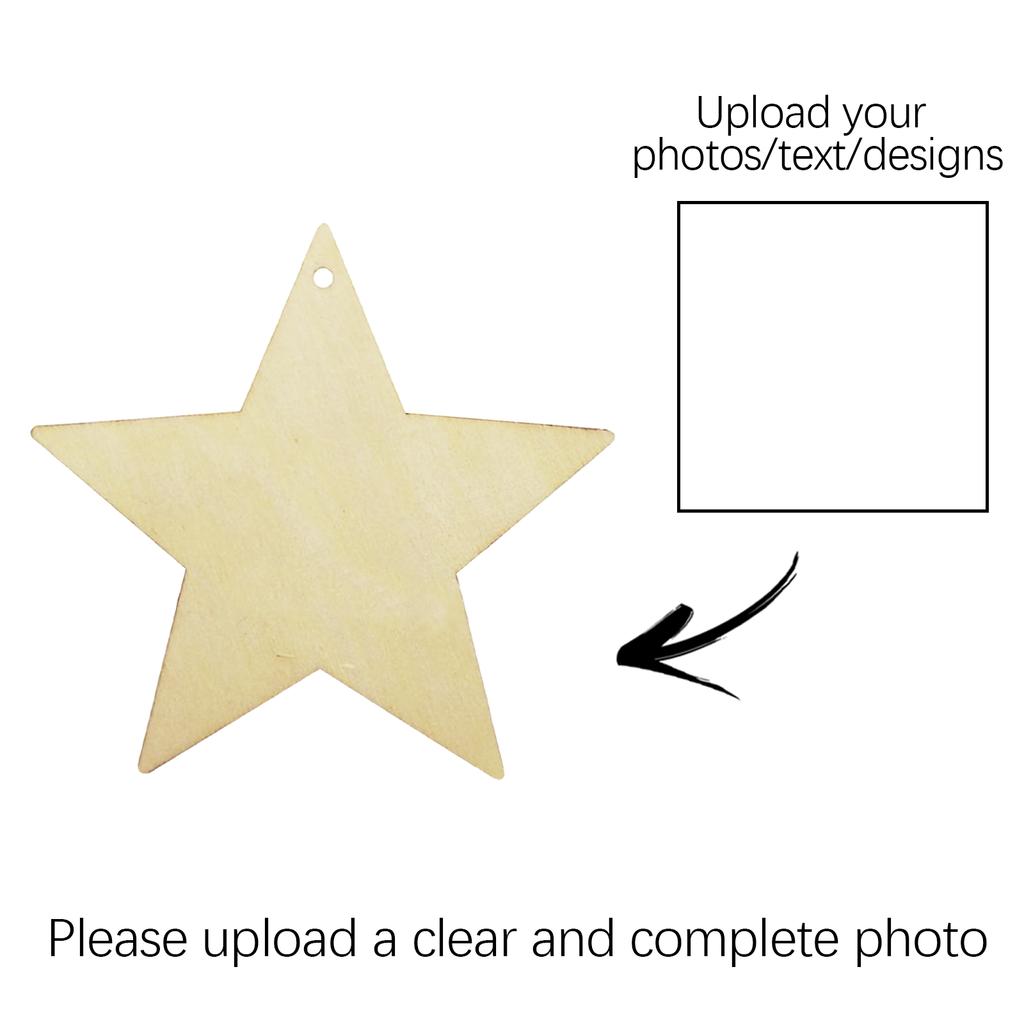 Personalized Custom Wooden Pentagram Pendant Christmas Decoration Pendant Hanging Decoration