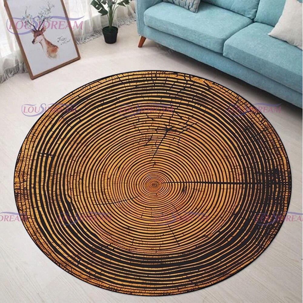 Сельский дом Кольца из дерева в деревенском стиле Коврик в деревенском стиле Круглый ковер Гостиная Спальня Коврики для ванной комнаты Современный домашний декор
