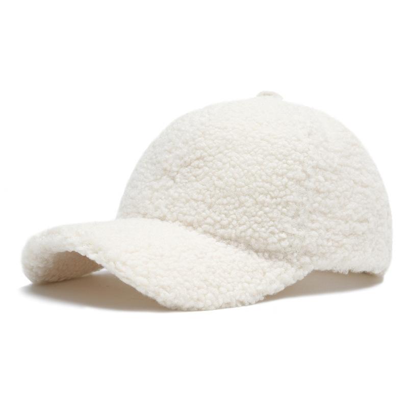 Autumn and winter baseball cap men's and women's fashion retro solid color lamb wool curved brim cap outdoor casual warm hat