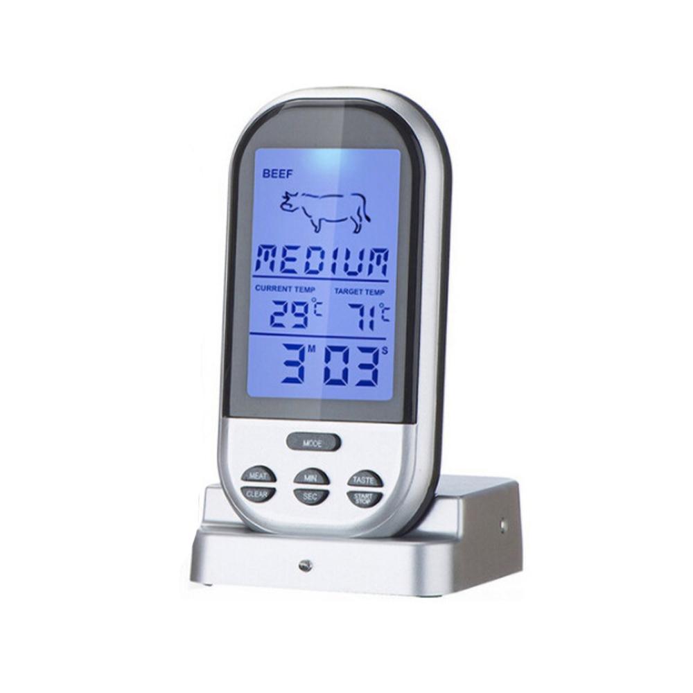 Цифровой термометр для мяса, беспроводной дистанционный термометр для еды, таймер для мяса, рыбы, водонепроницаемый курильщик