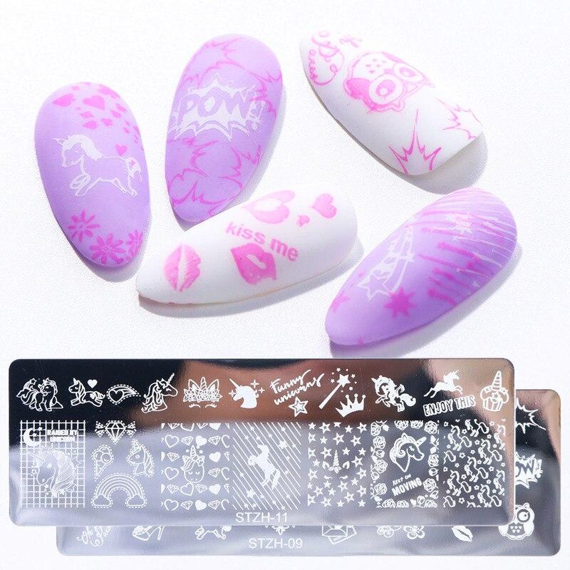 1 лист, набор пластин для штамповки ногтей, геометрические кружевные цветы, листья, полосатый дизайн, сладкое сердцебиение, дизайн ногтей, штамп, шаблон, форма