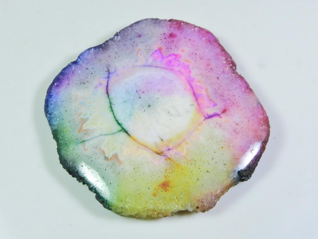 134Cts. Окрашенный солнечный друзовый агат многоцветный фантазийный кабошон россыпью драгоценный камень ET-26