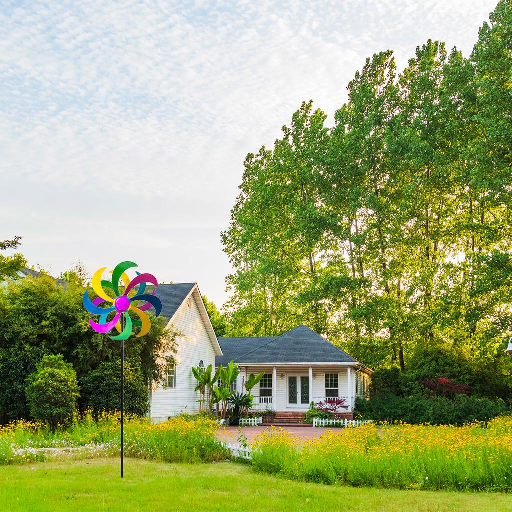 Садовый декор Ветряные вертушки Двунаправленное вращение Водонепроницаемая Устойчивая к УФ-лучам Металлическая ветряная вертушка для