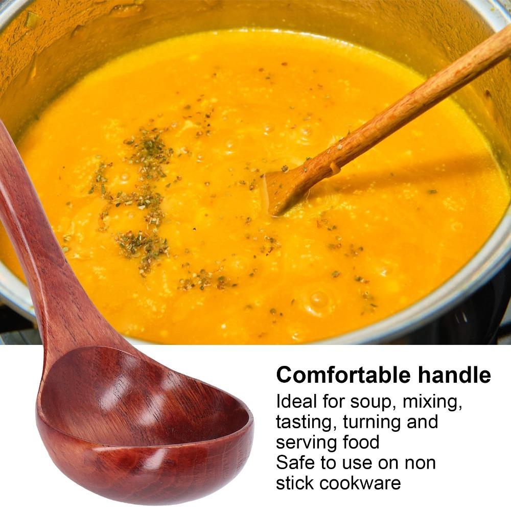 Smooth Burr-free Serving Ladle Solid Wood Cooking Spoon Not Scratch Cookware Soup Spoon Home