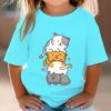 Cute Cat Graphic Kids Tshirts Kawaii T-Shirt Kids Summer Short Sleeve Tees Cartoon Animal Boys Girls Kawaii Kitten Tops Tshirt