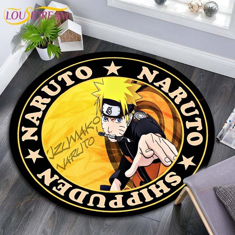 Круглые коврики с рисунком Наруто, геометрические противоскользящие напольные коврики для гостиной, декор для комнаты, домашние коврики, коврик для игр в стиле Наруто, детский коврик