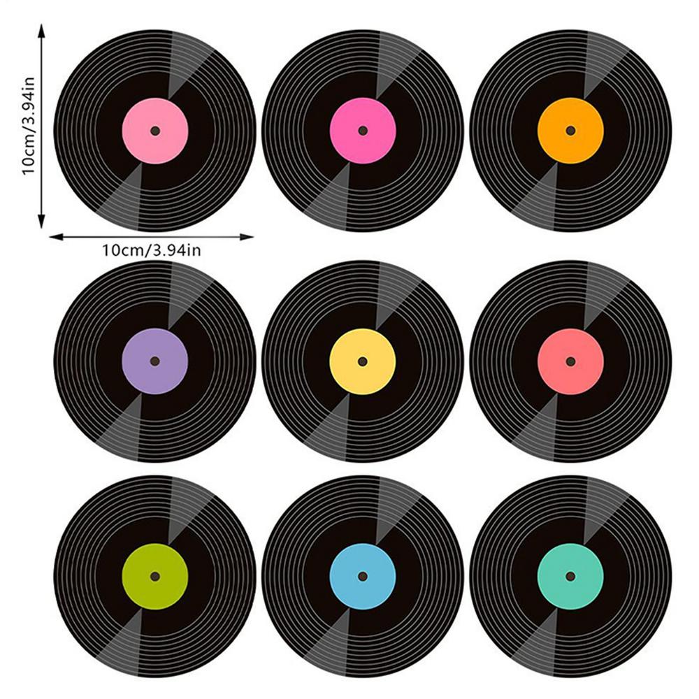 10 ШТ. Ретро Виниловая Пластинка Подставка Под Чашку Нескользящая Подставка Под Кофе Термостойкая Музыкальная Подставка Под Напитки Коврик для Кружки Настольная Подставка Декор