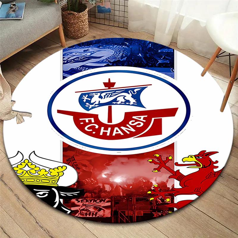 FC Hansa Rostock Round Area Rug,Carpet Rug for Living Room Bedroom Sofa Playroom Decor,Non-slip Floor Mat