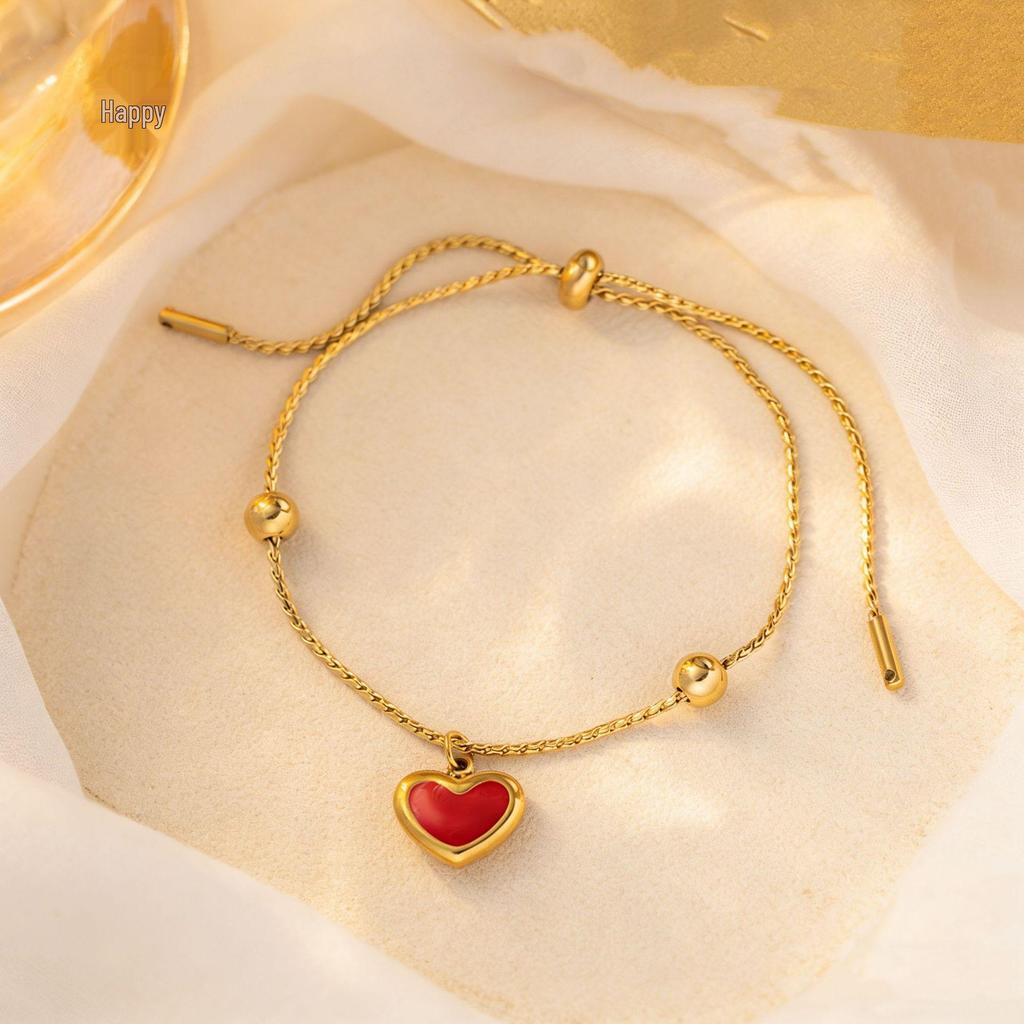 Elegant 18K Gold Titanium Steel Bracelets: European & American Fashion, Non-fading, Women's Versatile Personality Hand Jewelry