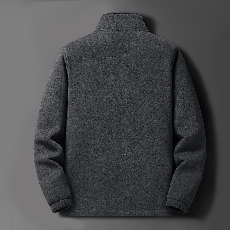 Мужская флисовая куртка из овечьей шерсти - Осень/Зима, на бархатной подкладке, толстая теплая верхняя одежда для мужчин среднего и пожилого возраста.