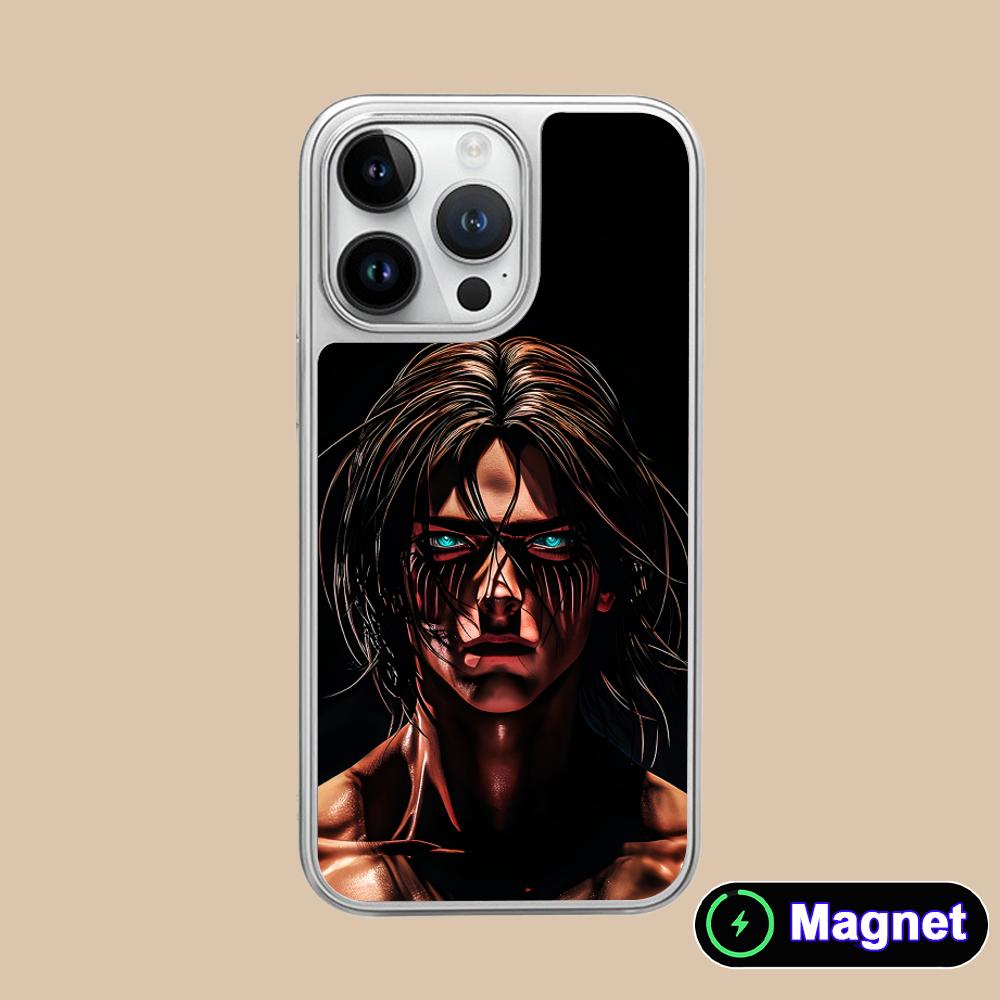 AOT Эрен Йегер Покрытие серебром Чехол для мобильного телефона Magsafe для iPhone 17 16 15 14 13 12 11 Air Pro Max Plus Цветная крышка