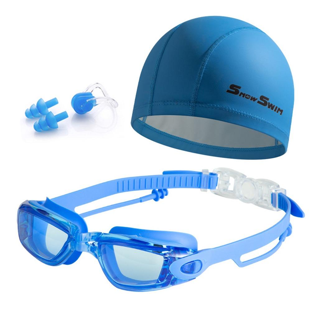 with Nose Clip, and Ear Plugs Silicone Swim Cap Adjustable Diving Eyewear  Water Sports