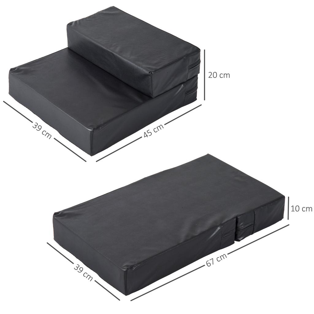 Dog Stairs Foldable Cat Stairs Entry Aid, 2 Steps, 20 cm, Black, for Bed, Sofa, Car, Small Dogs