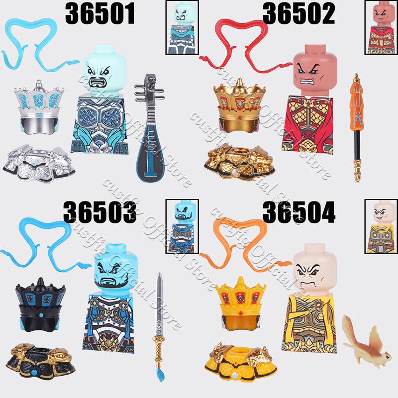 Chinese Ancient Military General Armor Soldier Figures Building Block Tang Dynasty Li Bai Heavenly Kings Mythical MOC Bricks Toy