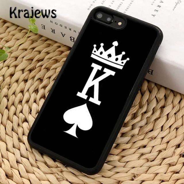Krajews ЧЕХОЛ-НАКЛАДКА МЯГКИЙ ДЛЯ ТЕЛЕФОНА С БУКВАМИ КОРОЛЬ КОРОЛЕВА КОРОНА ДЛЯ iPhone 17 Air 16 15 14 plus 11 12 13 pro max Plus coque Fundas