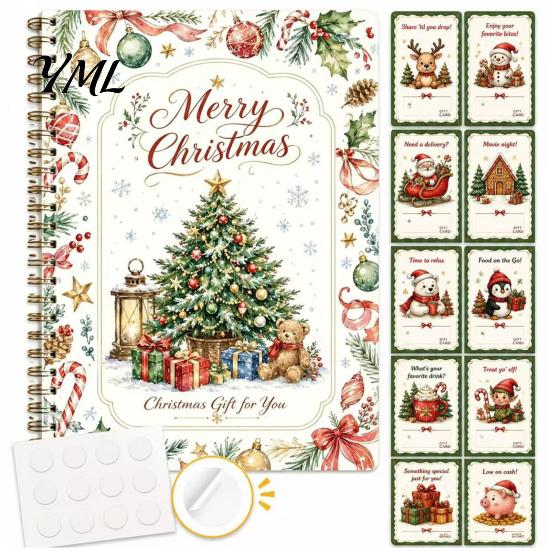 Holiday Gift Giving Accessory Christmas Card Book, DIY Spiral-Bound Merry College Survival Personalized Greeting Book Kit, 10-Page for Students