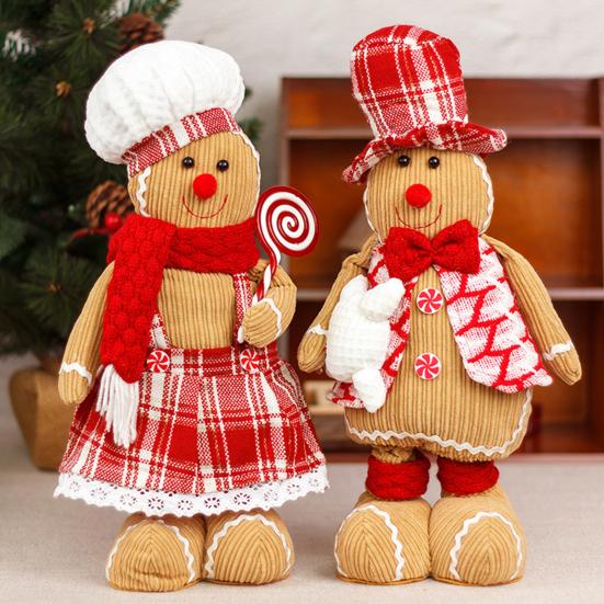 Рождественский пряничный человечек, плюшевая игрушка-кукла с выдвижными ногами, мягкая кухонная пряничная кукла для рождественской вечеринки, домашний декор