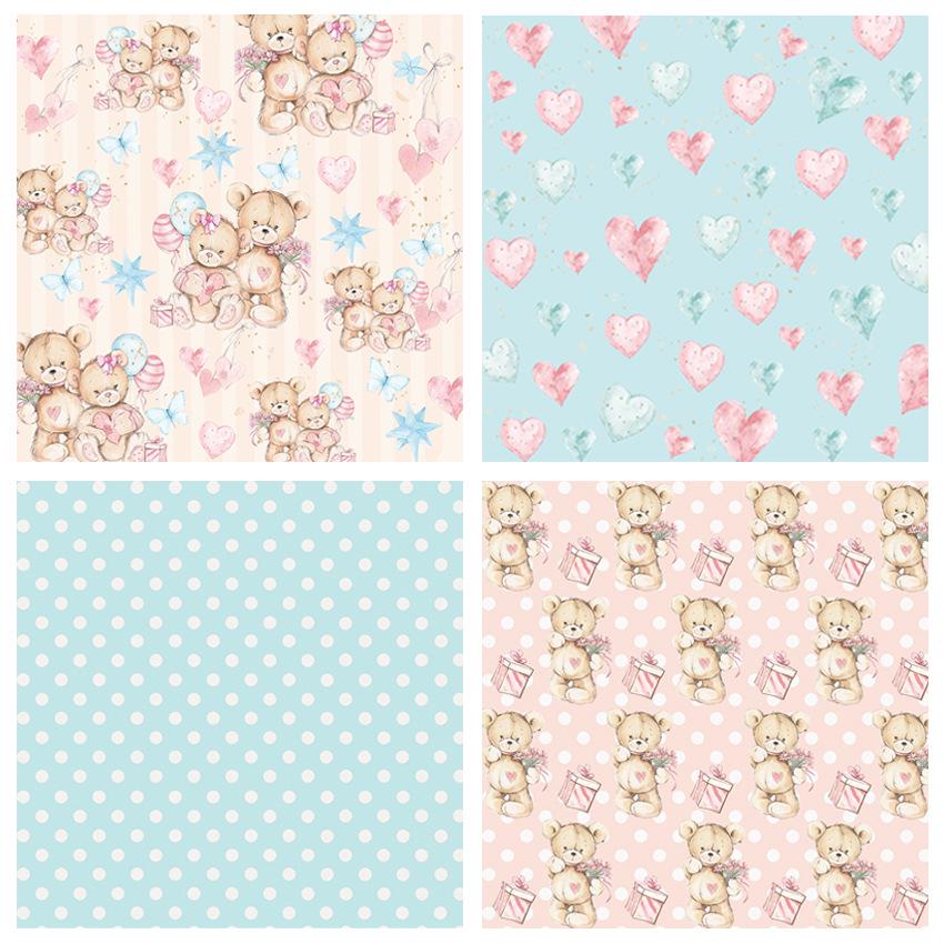 Бумага для скрапбукинга в стиле «Медвежонок» в детском стиле, упаковка из 24 листов, крафт-бумага ручной работы, фоновый коврик для рукоделия