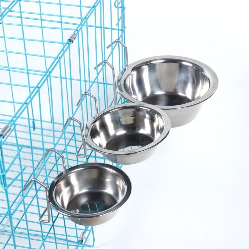 Stainless Steel Hang-on Pet Bowl Big Capacity Hanger Cage Cup Durable Pet Feeding Tool Cat