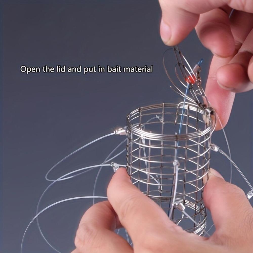 Stainless Steel Catching Tool Nylon Thread Lure Trap Bait Cage Crab Lobster Shrimp Crayfish