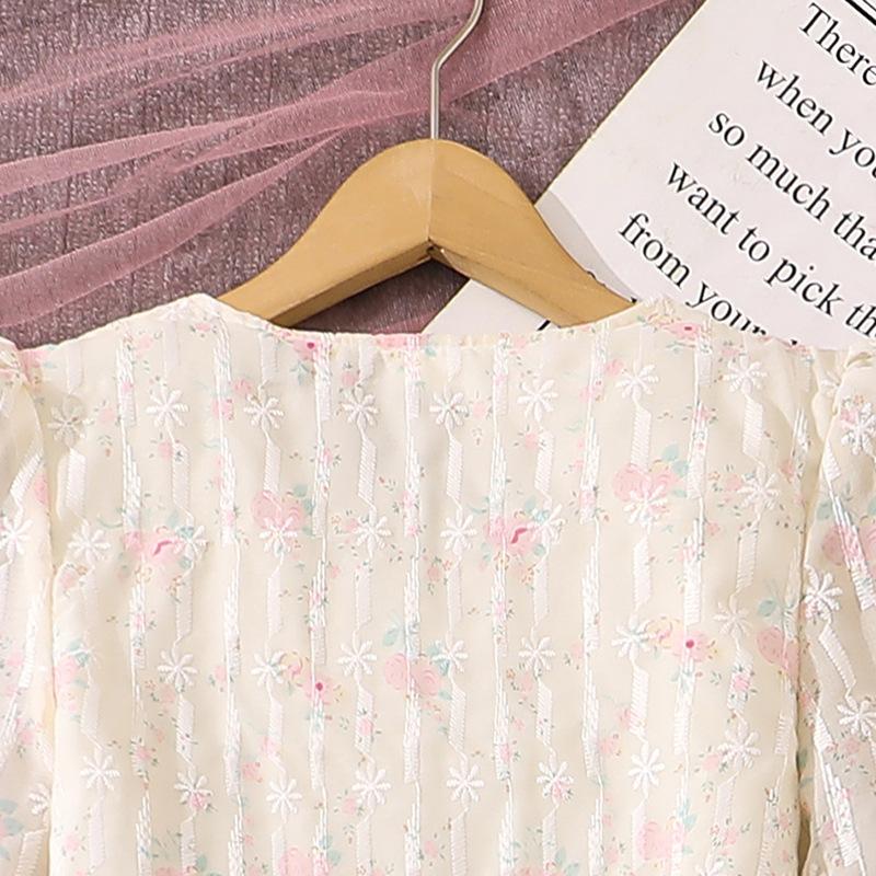 Комплект для девочки Детский Весна/Осень Новый Стиль Топ с V-образным вырезом и длинным рукавом + Повседневные Брюки