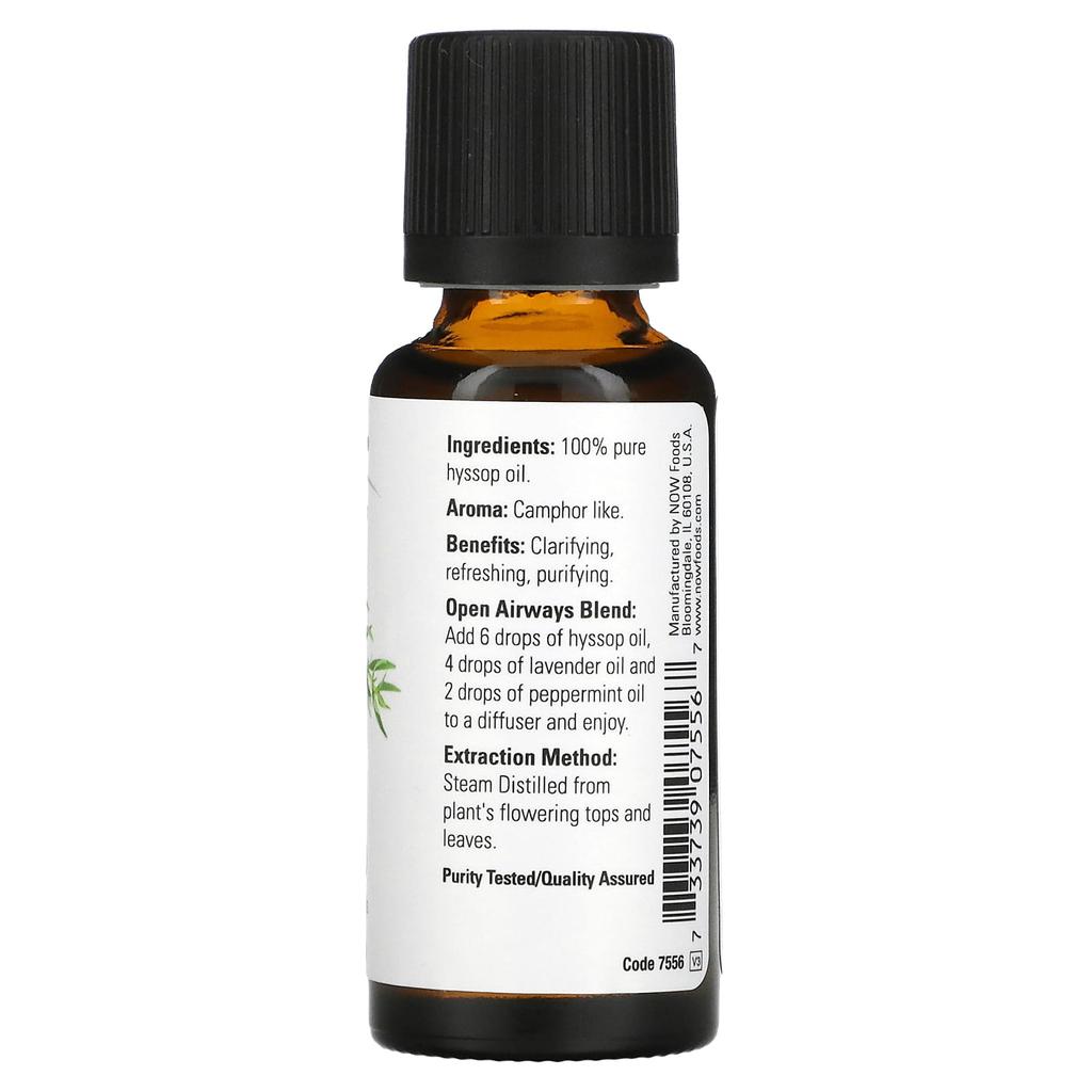 NOW Foods, Essential Oil, Hyssop, 1 fl oz (30 ml)