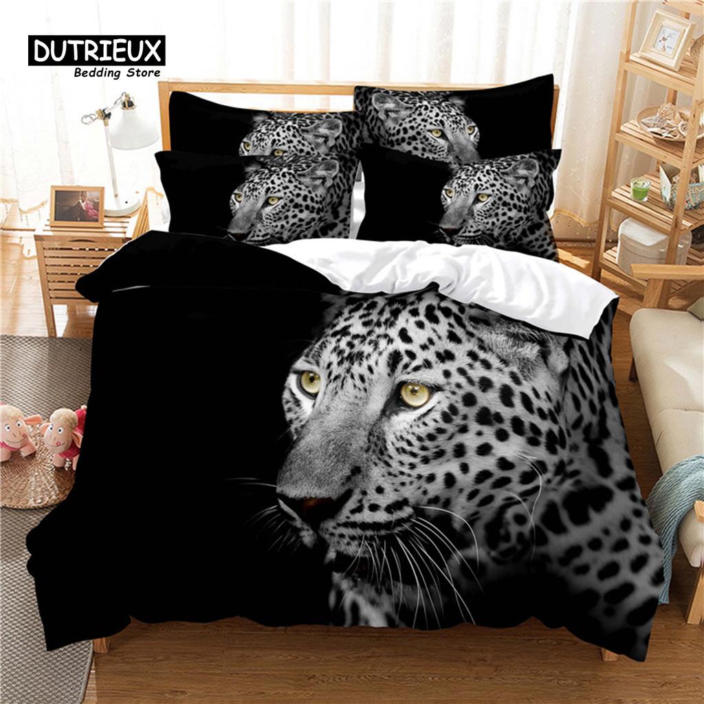 3pcs Duvet Cover Set, Agile Leopard Bedding Set, Soft Comfortable Breathable Duvet Cover, For Bedroom Guest Room Decor