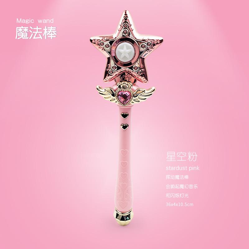 Lights Music Magic Wand Scepter Girl Toys Glitter Children'S Glowing Toys Moon Stars Fairy Stick