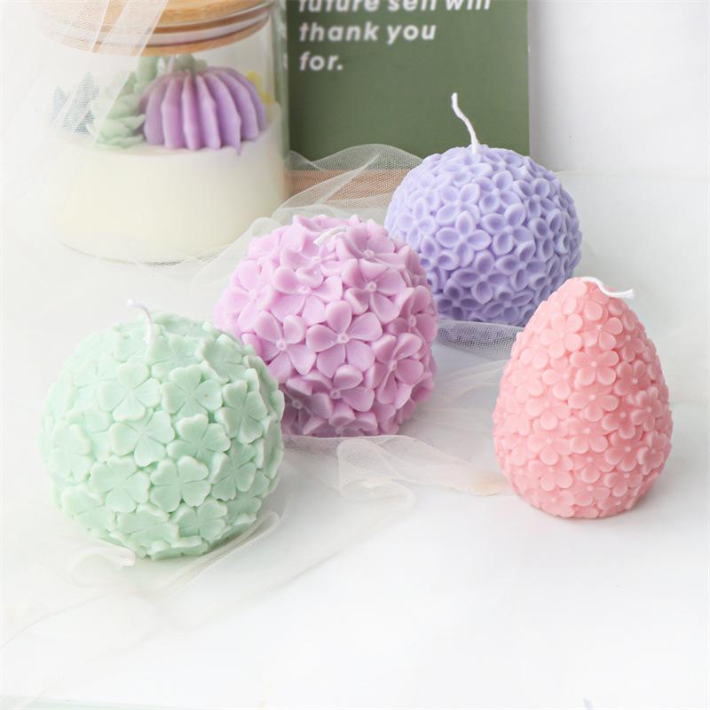 Flower Ball Silicone Candle Molds Aromatherapy Crafts Candles Spherical Flower Relief Resin Mold for Handmade Wedding Souvenirs
