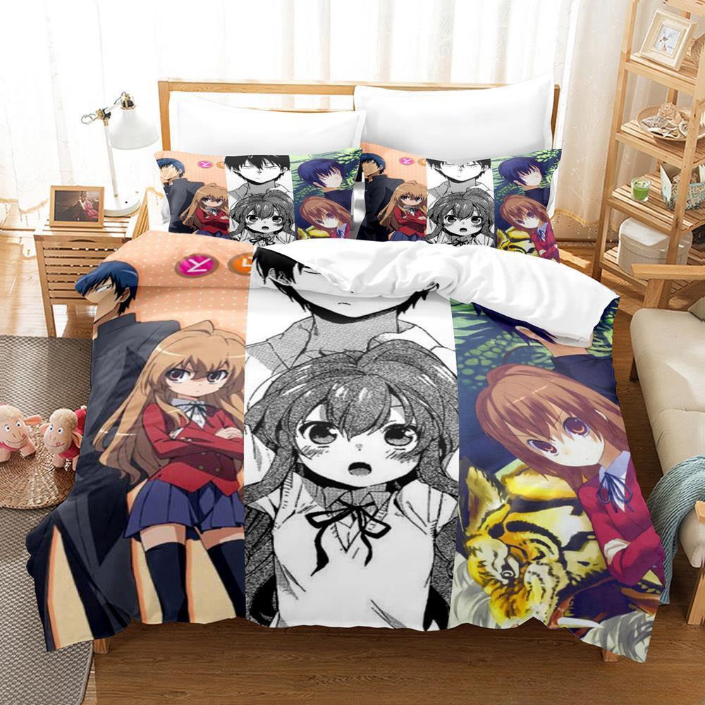 Комплект постельного белья Toradora Single Twin Full Queen King Size Bed Set Adult Kids Bedroom Duvet Cover Sets 3D Print Anime Bed Sets