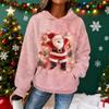 Women's Hooded Long Sleeve Christmas Printed Flannel Top Hooded Sweatshirt