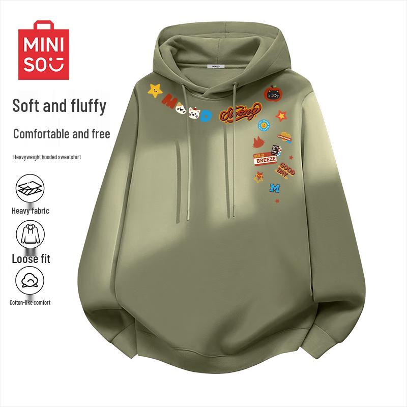 MINISO Мужская модная толстовка с капюшоном свободного кроя