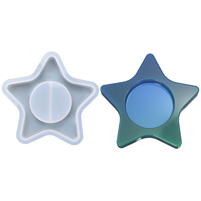 Подсвечники для чайных свечей, форма из смолы, хрустальный подсвечник в форме пятиконечной звезды, форма из эпоксидной смолы, подсвечник из силикона